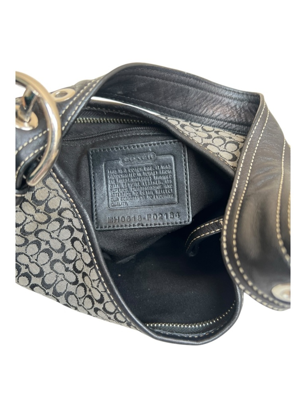 Vintage Coach Soho Signature Mini Hobo Bag - Y2K Black & Grey Demi Purse - Picture 8 of 12